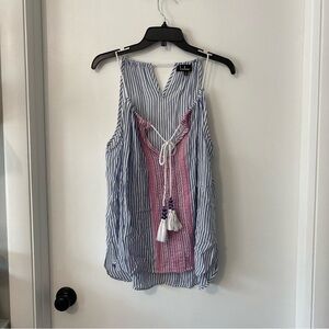 Lulu’s Blue and White Striped Sleeveless Tank Top Size Large